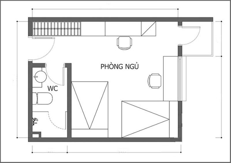 Bố trí nhà vệ sinh bên cạnh phòng ngủ