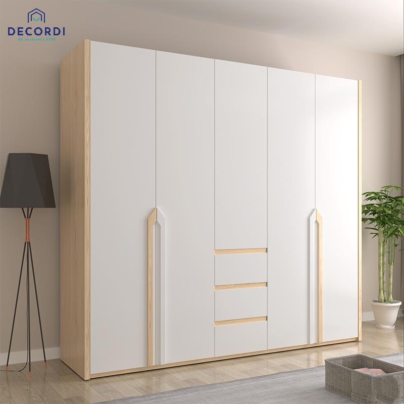 Tủ quần áo MDF 5 buồng và 4 cánh mở rộng lớn