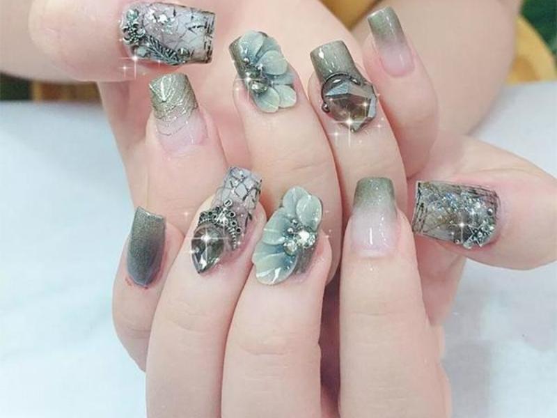 Cách làm nail màu xanh ngọc đẹp đơn giản nhã nhặn