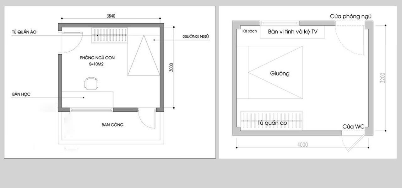 Tổng hợp 2 mẫu phòng ngủ nhỏ 10m2 với cách bố trí nội thất khác nhau