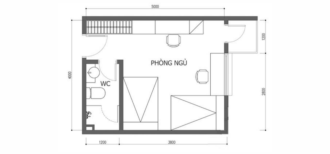 Phòng ngủ 2 giường kèm nhà vệ sinh