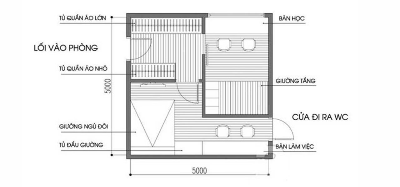 Phòng ngủ lớn dành cho bố mẹ và con