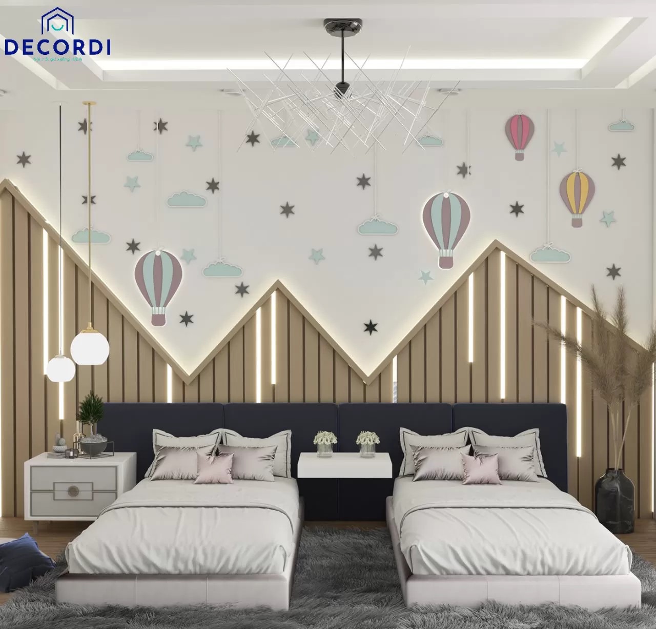 Sử dụng giấy dán tường decor phòng ngủ siêu dễ thương