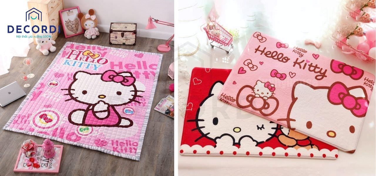 Các mẫu thảm lót sàn phòng ngủ đẹp hình hello kitty