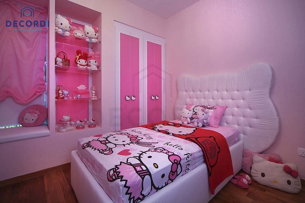 Trang trí phòng ngủ hello kitty cho bé gái