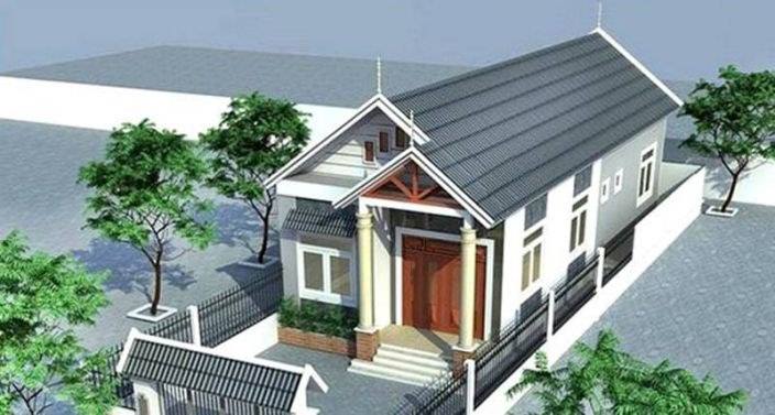 Ngoại thất nhà cấp 4 có 2 phòng ngủ diện tích 5x15