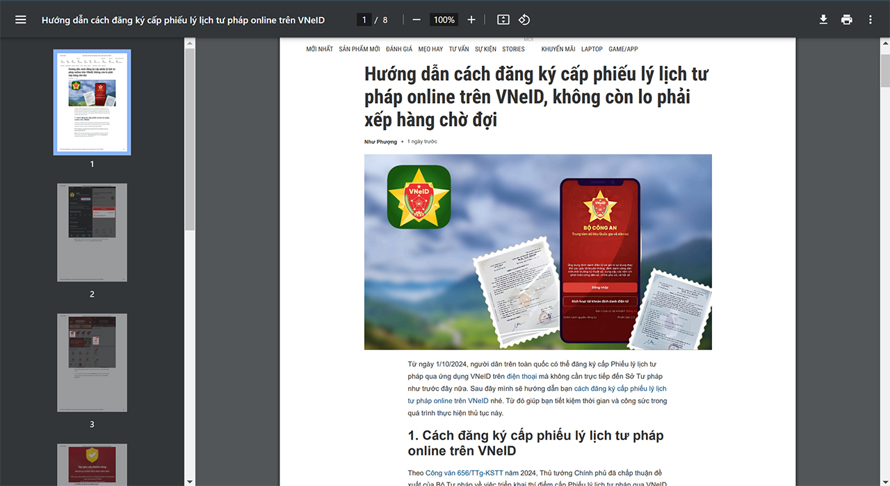 Cách lưu trang web thành file PDF