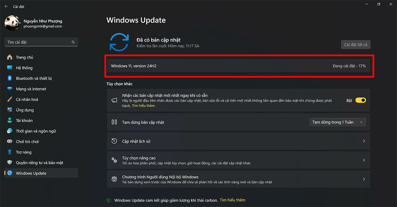 Cách cập nhật Windows 11 24H2