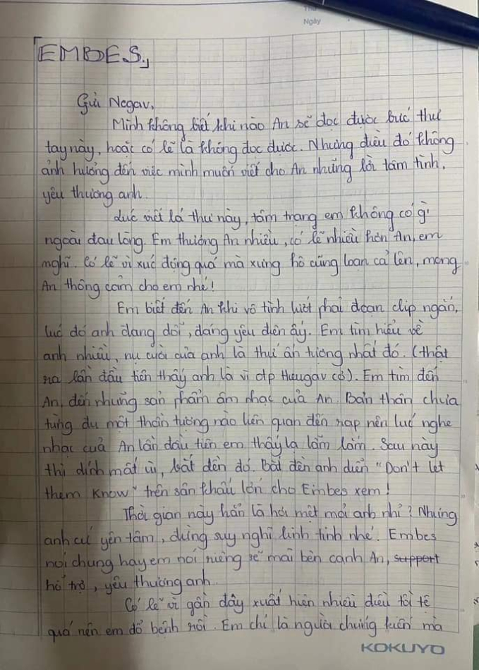 Fan viết thư tay hơn 2 trang giấy gửi đến Negav, netizen ngao ngán: “Làm bài tập về nhà xong chưa?”- Ảnh 1.