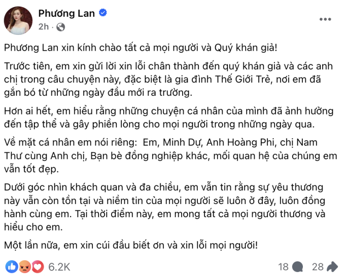 HOT: Phương Lan chính thức lên tiếng về ồn ào của chồng - Ảnh 1.