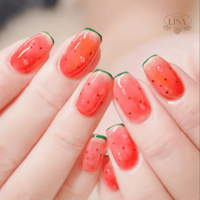 Hướng dẫn làm nail dưa hấu dễ thương đơn giản tại nhà