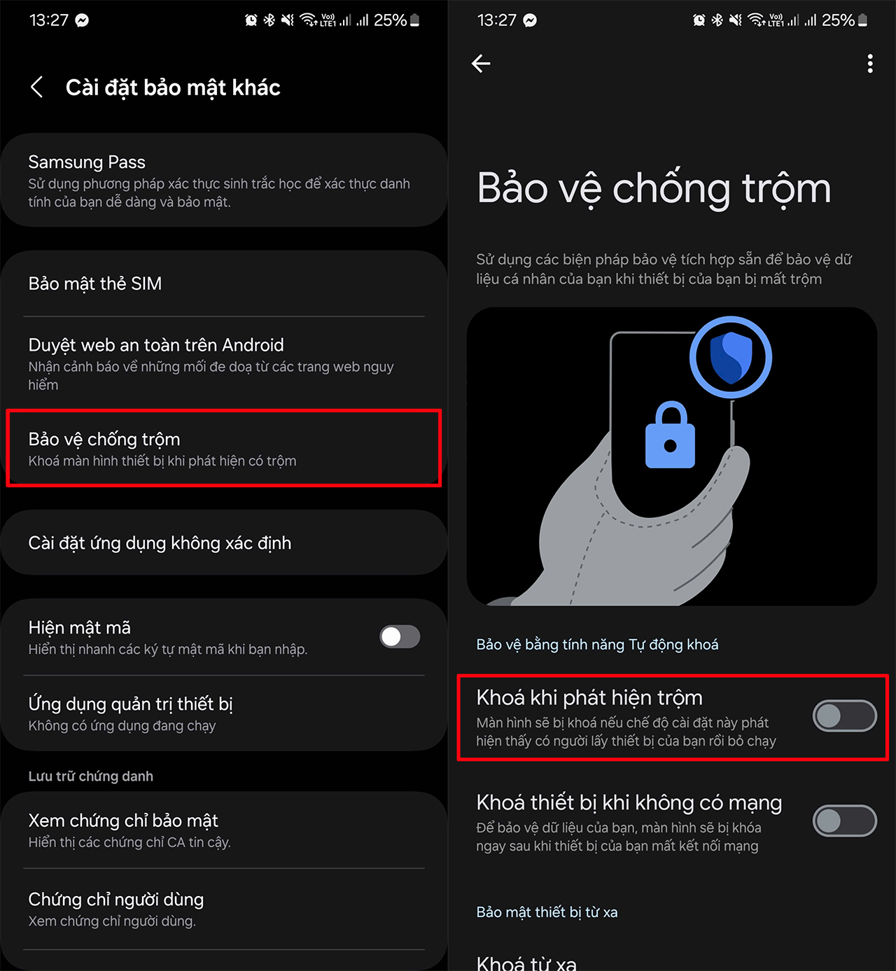 Cách bật bảo vệ chống trộm trên Samsung