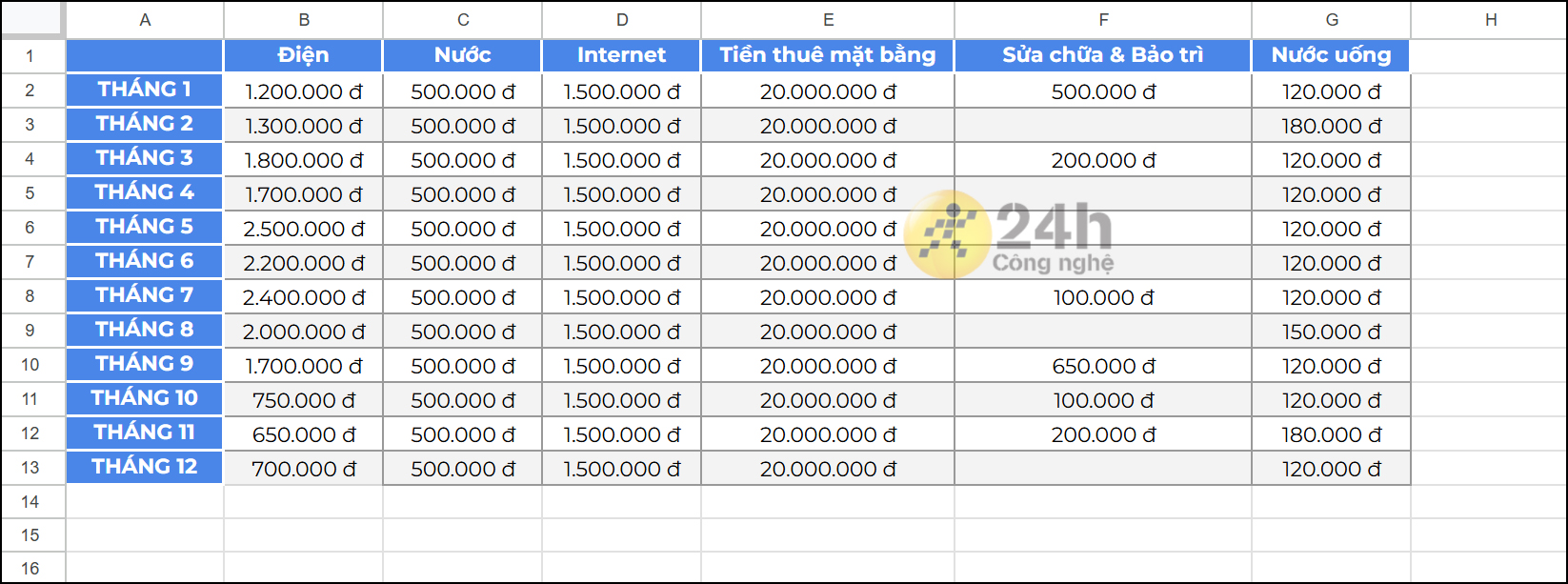 Cách chèn watermark vào Google Sheet