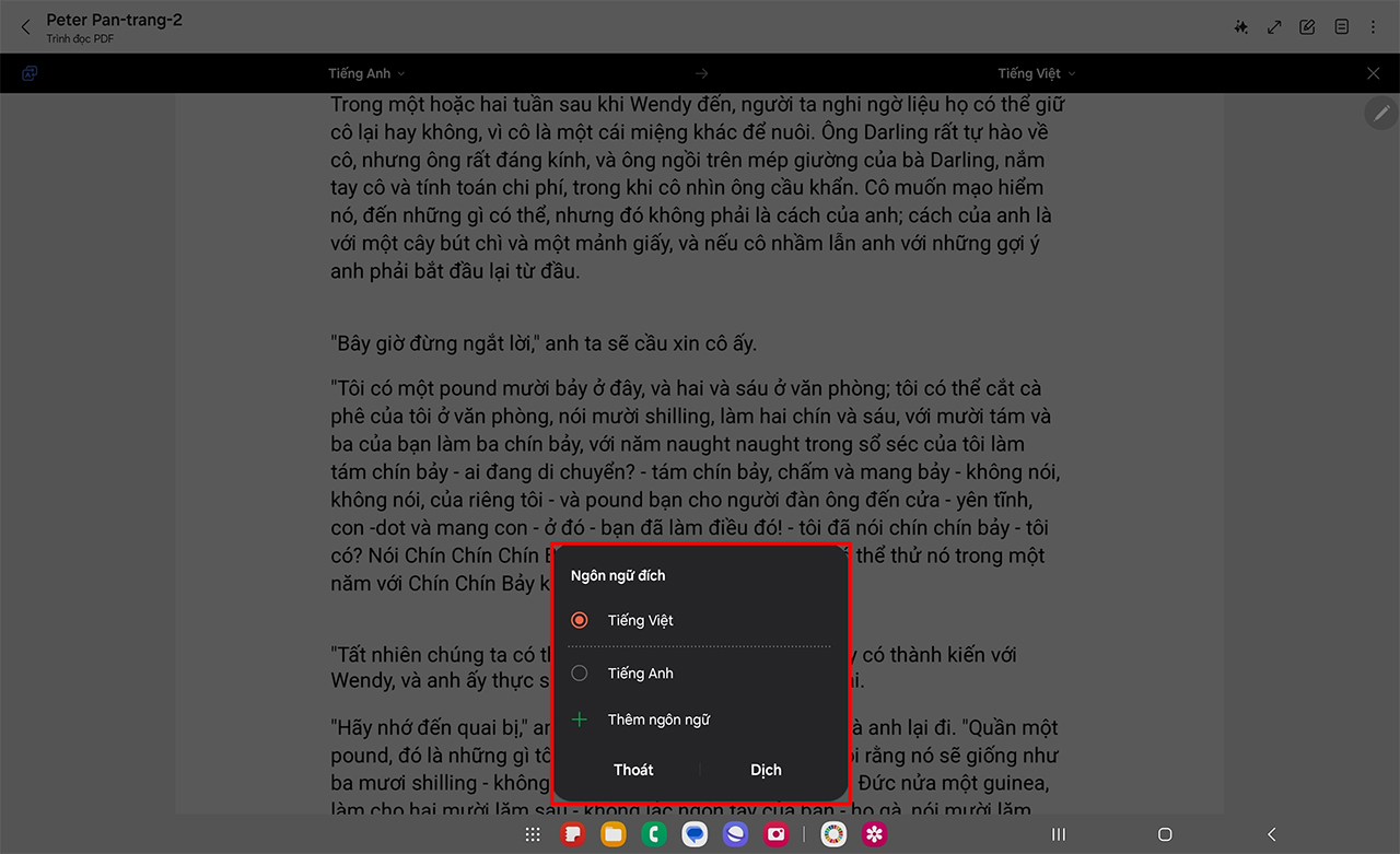 Cách dịch file PDF trên Galaxy Tab S10 Ultra