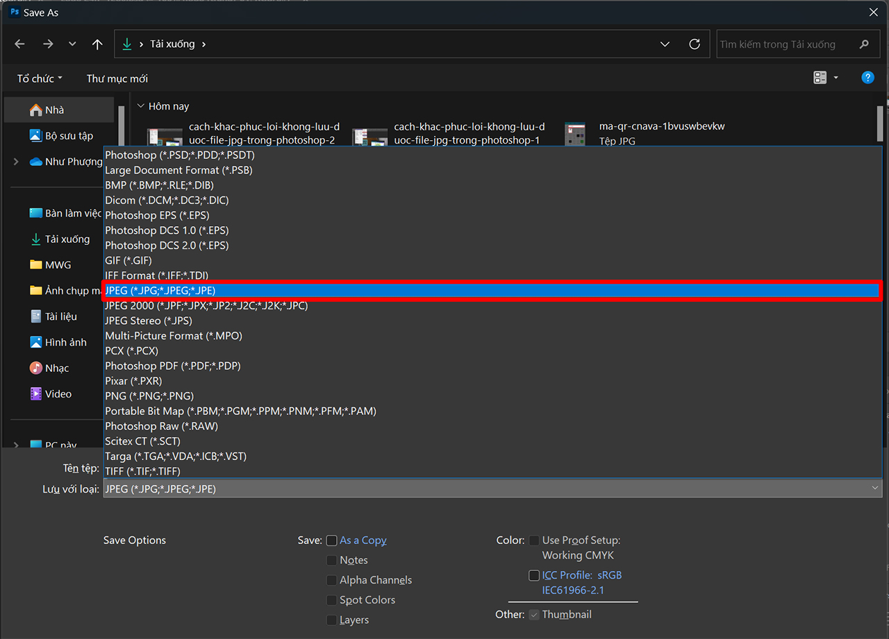 Cách khắc phục lỗi không lưu được file JPG trong Photoshop cực hay