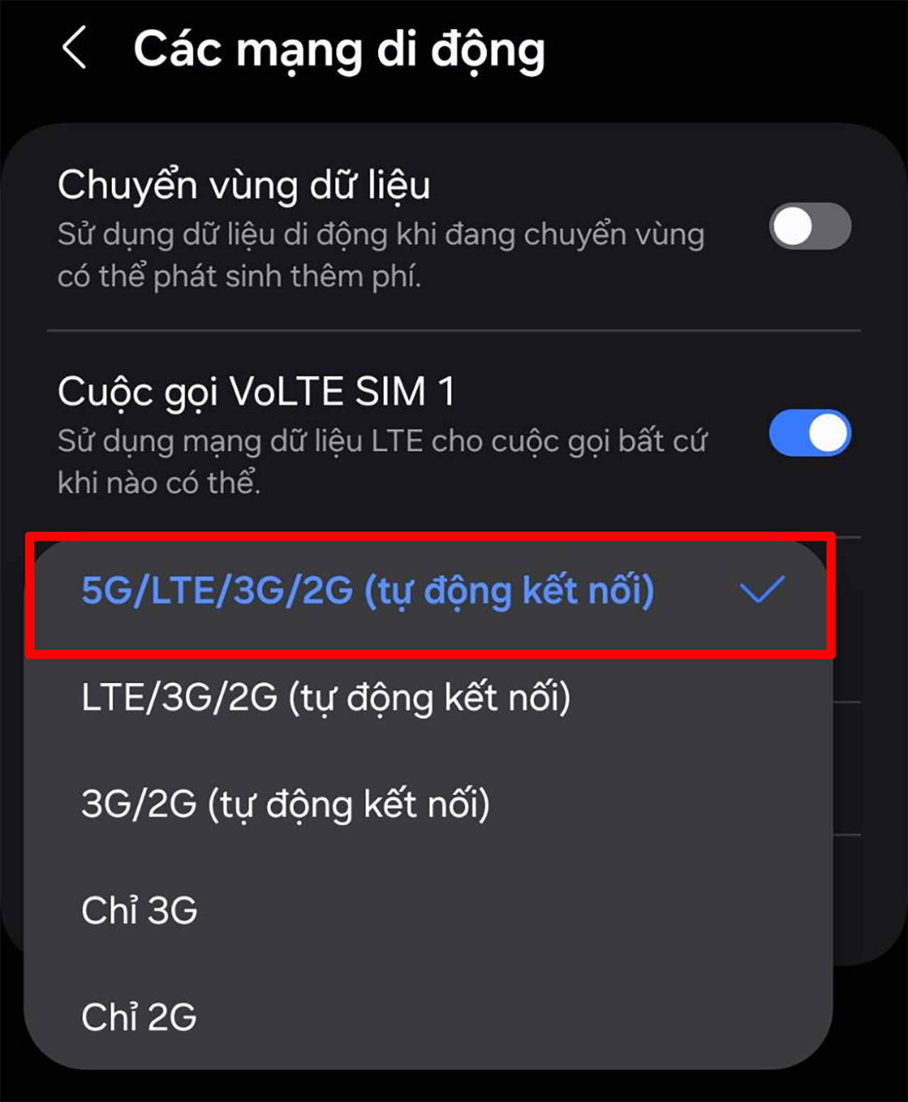 Cách bật 5G trên Galaxy A16