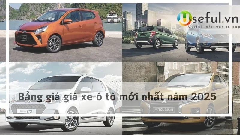 Bảng giá giá xe ô tô mới nhất năm 2025