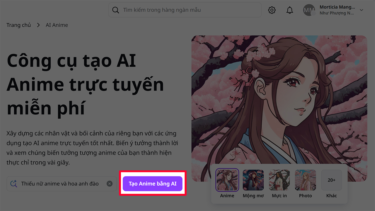 Cách tạo ảnh anime online miễn phí bằng Canva