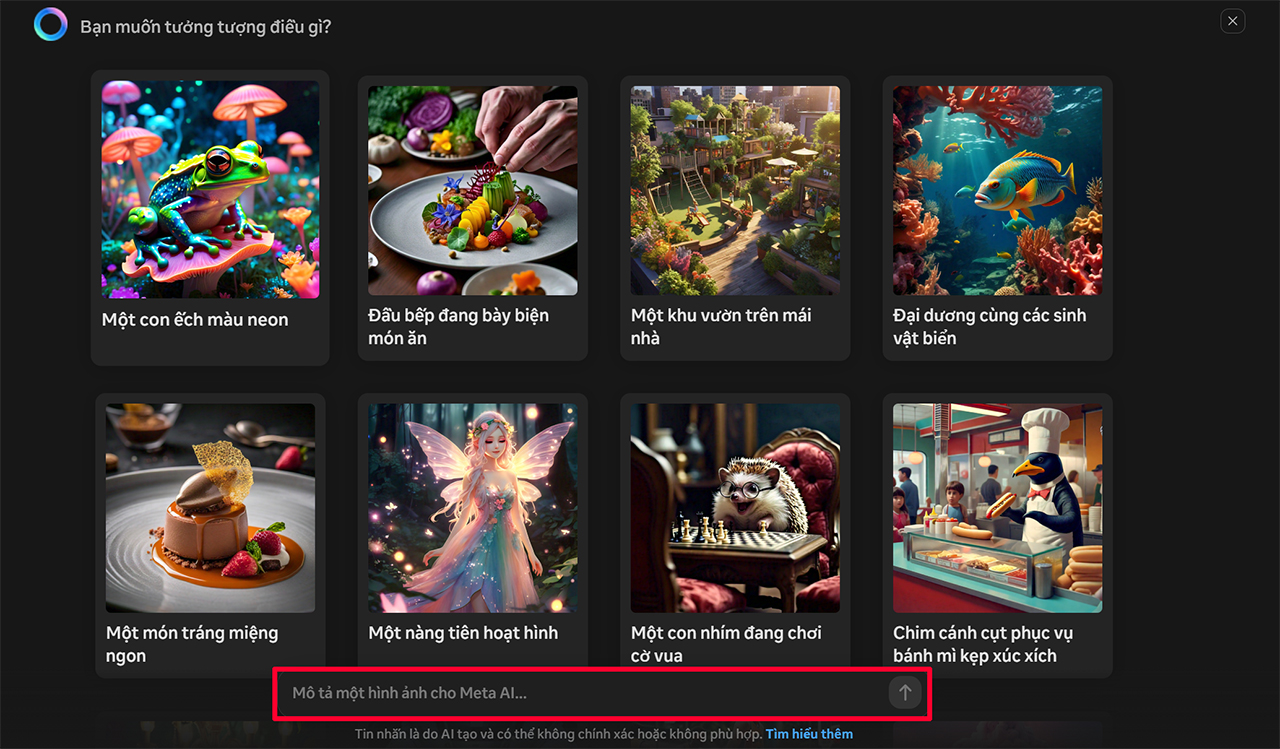 Cách tạo ảnh từ văn bản bằng Meta AI