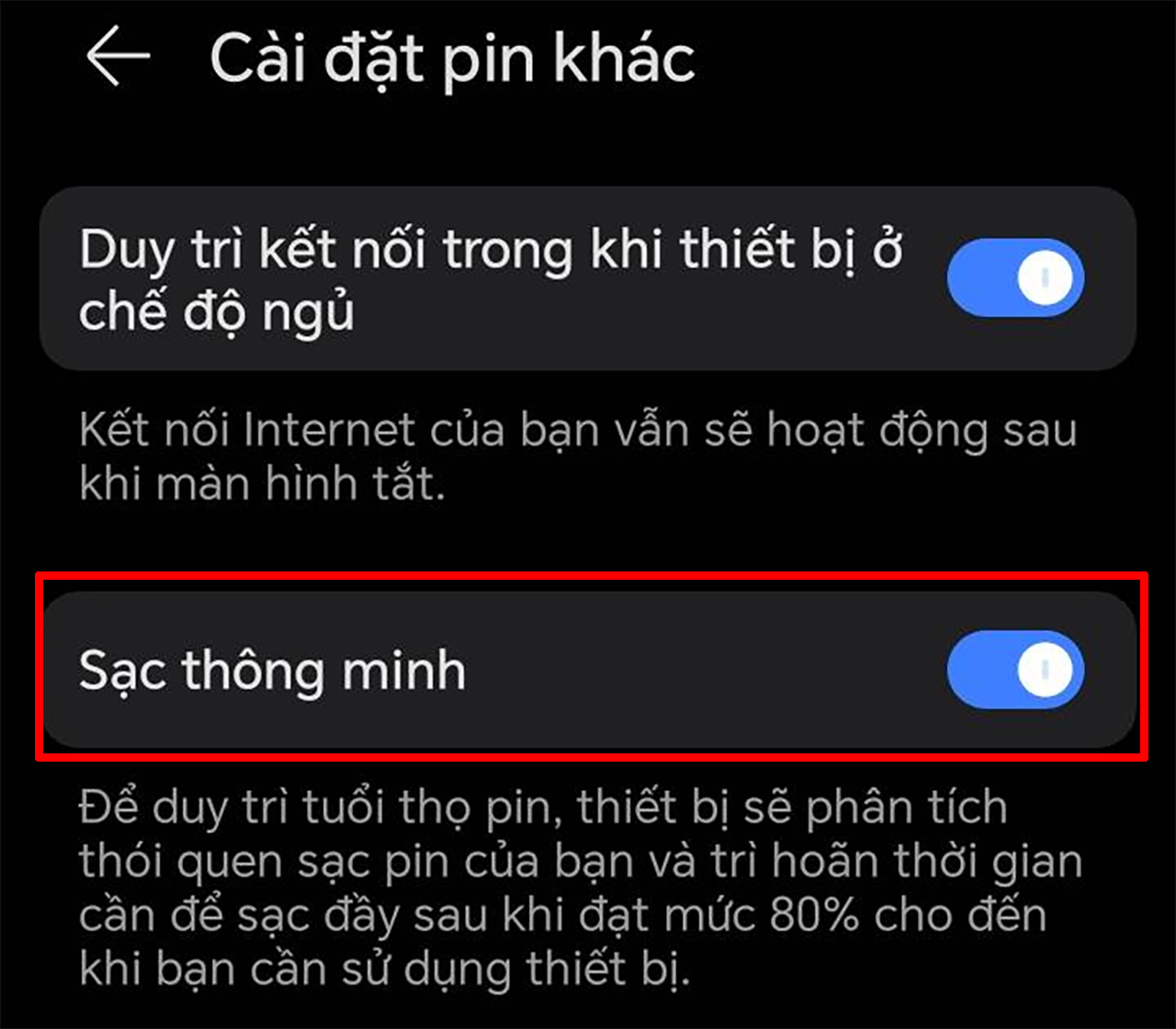 Cách bật sạc thông minh trên HONOR X7c