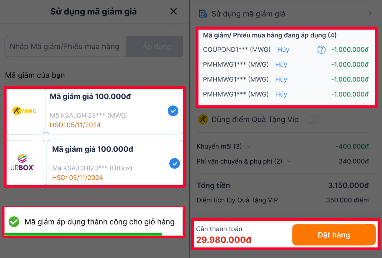 Cách áp dụng mã giảm giá khi mua hàng tại TGDĐ