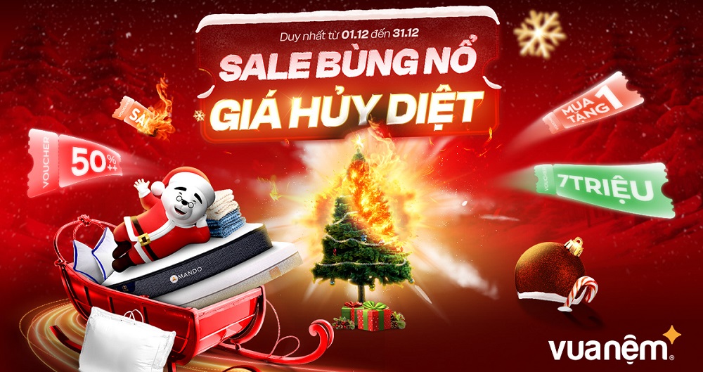 Ưu đãi tháng 12 tại Vua Nệm: Sale bùng nổ - Giá hủy diệt 