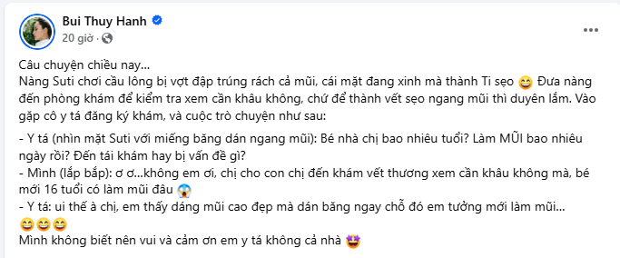 Ái nữ nhà sao Việt bị thương tới rách mũi, hoảng hốt khi y tá nói 1 câu- Ảnh 1.