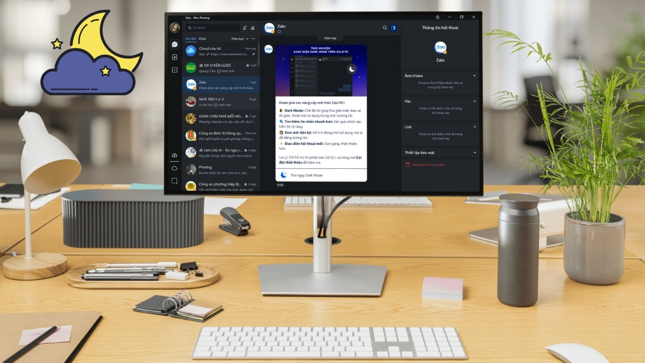 Cách bật chế độ tối trên Zalo máy tính