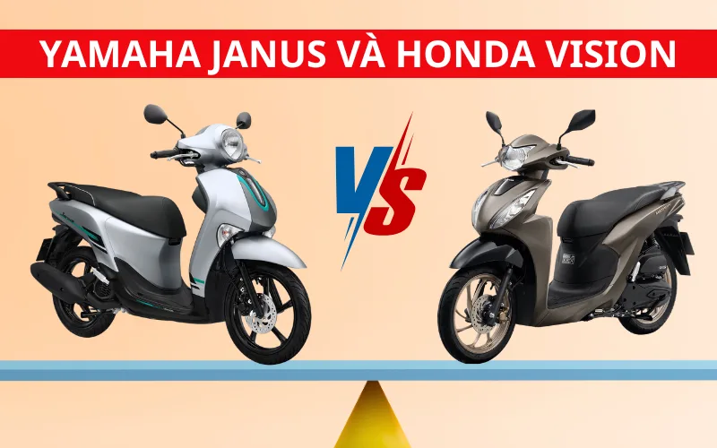 So sánh Honda Vision và Yamaha Janus: Giá bán, thiết kế, động cơ, kích thước