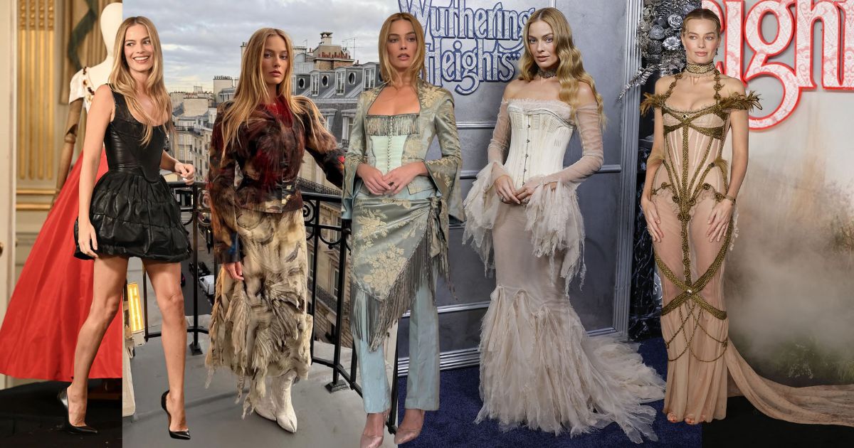 Bye Barbie, Margot Robbie chứng minh khả năng “method dressing” trên thảm đỏ công chiếu Wuthering Heights