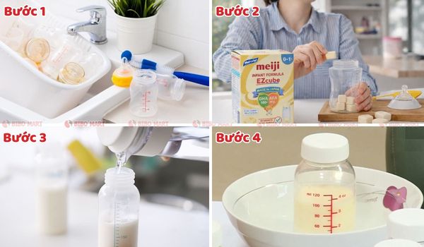 Cách pha sữa viên Meiji theo chuẩn 4 cách