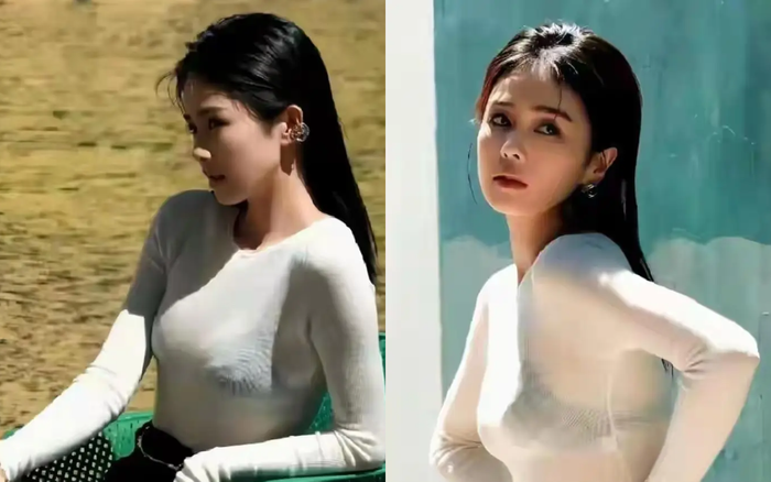 ccf8czmcww1-xtwdhuyfwy2-241sqxxys73 Bạch Lộc tự tin khoe sắc vóc gợi cảm khi mặc áo xuyên thấu. Ảnh: Sohu