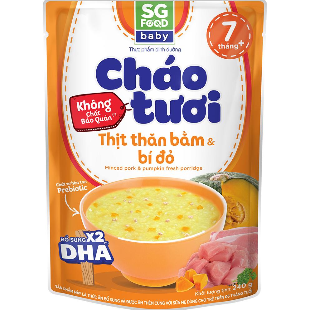 Cháo tươi Sài Gòn Food Baby vị thịt thăn, bí đỏ 240g