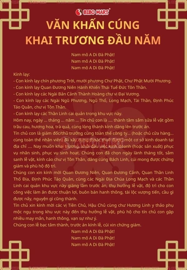 Văn cúng khai trương đầu năm