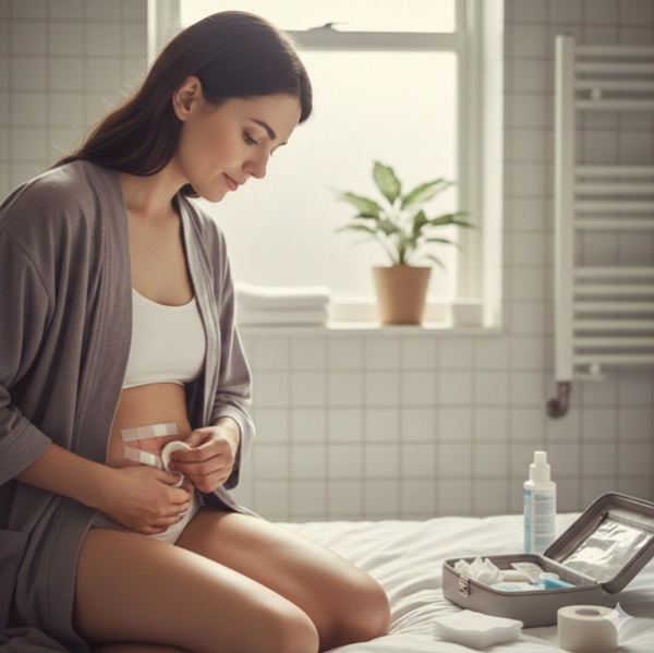 Mẹ cần cẩn thận vệ sinh vết mổ sau sinh