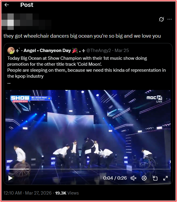 qwepf16doq1-c2669v0vvn2-64halbrhw43 Nhóm nhạc Kpop gây sốt khi đưa vũ công ngồi xe lăn lên sân khấu Ảnh 2