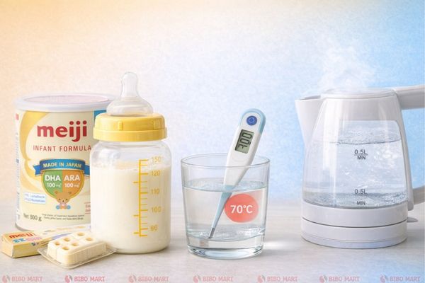 Nhiệt độ pha sữa Meiji 0 -1 tuổi