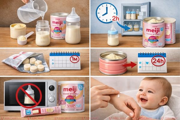 Hướng dẫn pha sữa Meiji cho bé