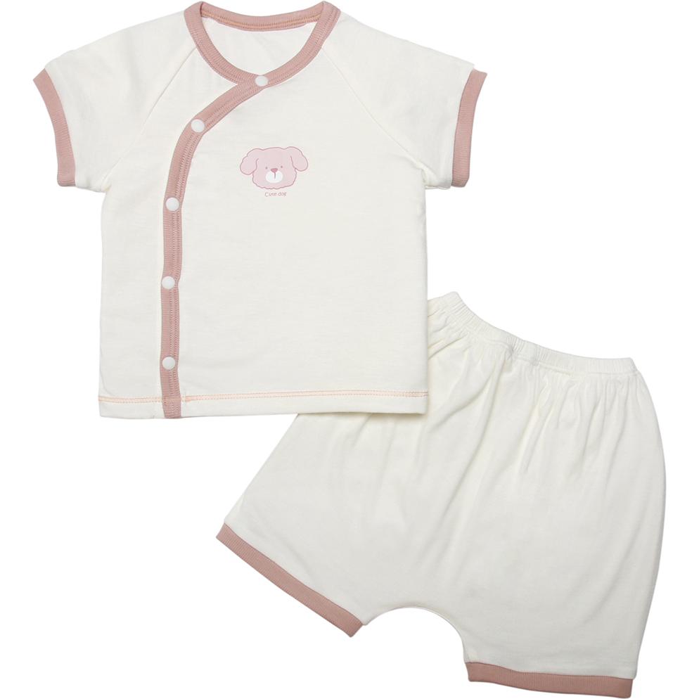 Bộ cộc cài lệch Bibo's LV260 trắng in cún