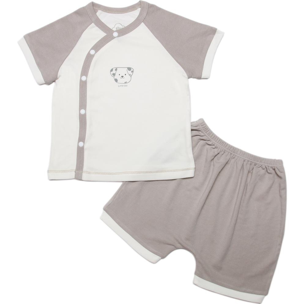 Bộ cộc cài lệch Bibo's rip 1757 ghi nhạt in cún