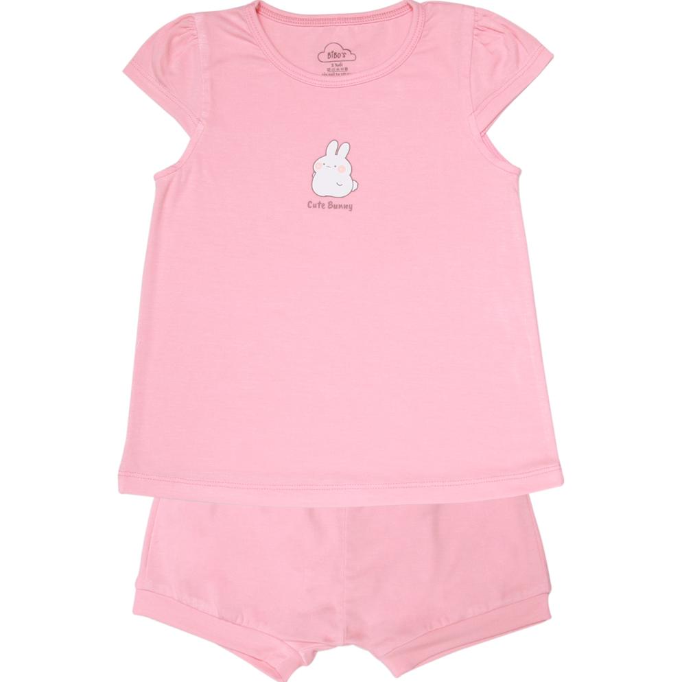 Bộ cộc tay bé gái Bibo's LV260 hồng