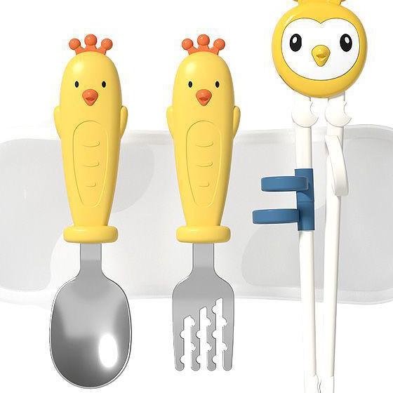 Bộ đũa thìa dĩa ăn dặm Nimo hình gà con 755/756