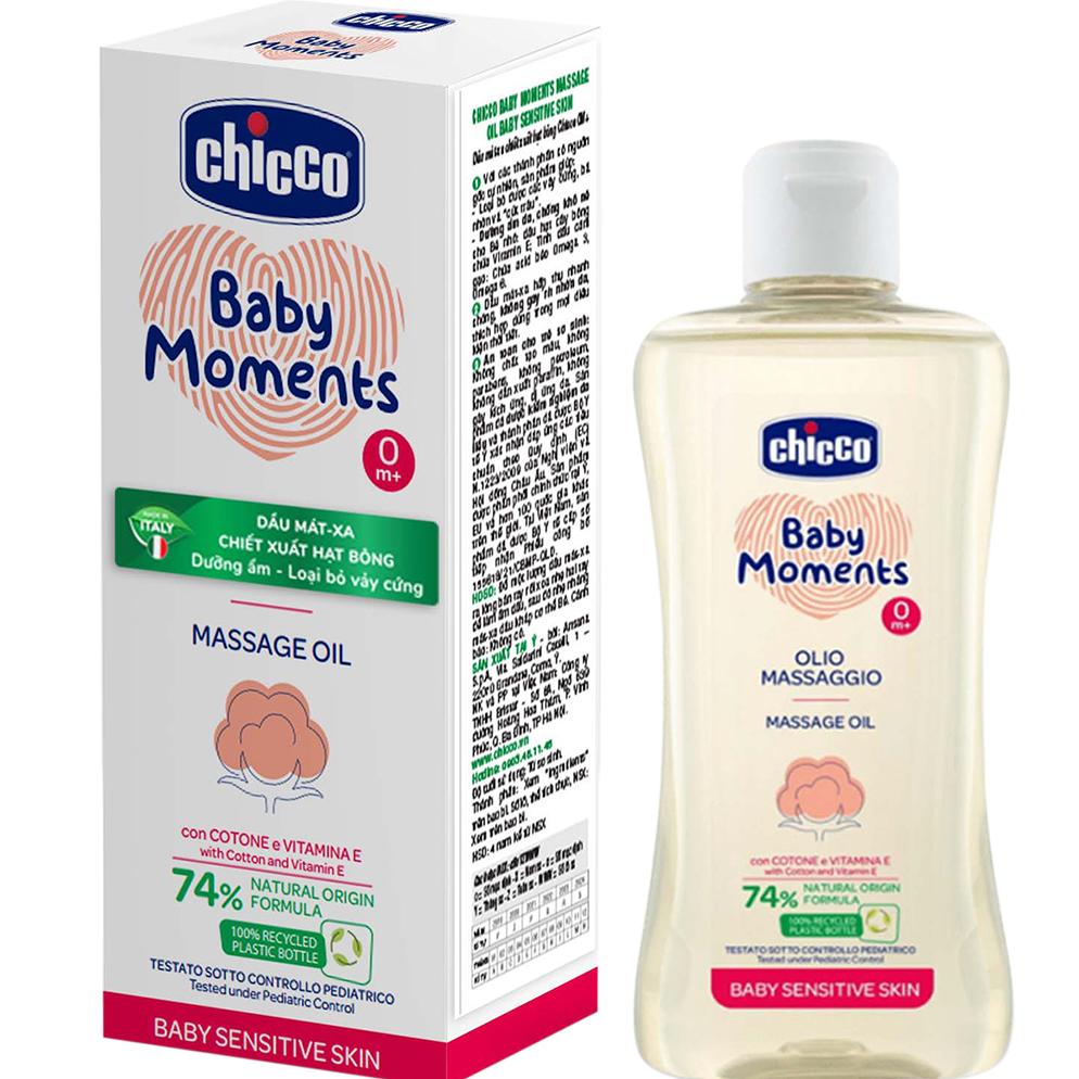 Dầu massage Chicco chiết xuất hạt bông 0M+ 200ml