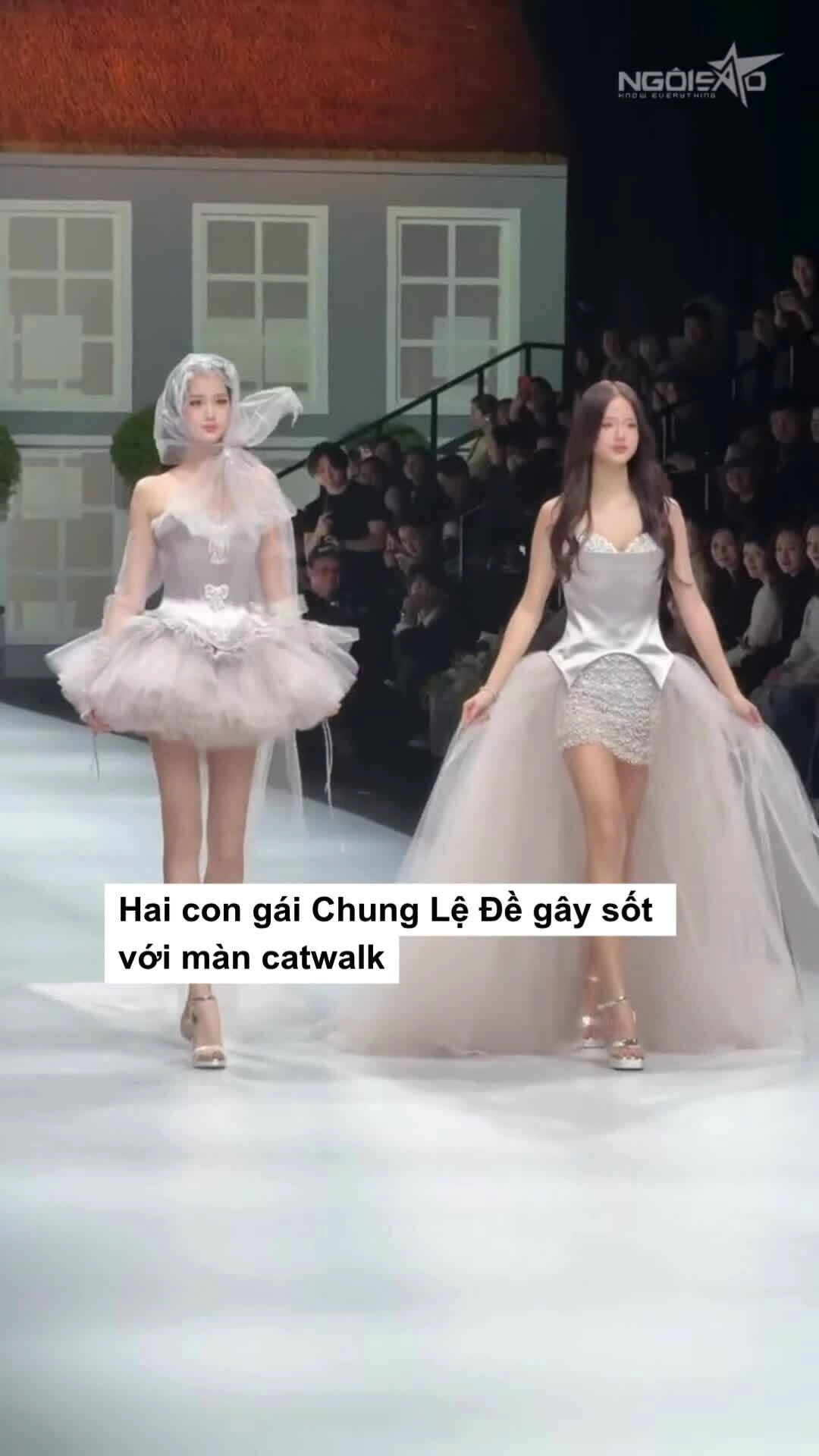 Hai con gái Chung Lệ Đề gây sốt với màn catwalk