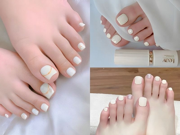 Nail chân trắng sữa dịu dàng