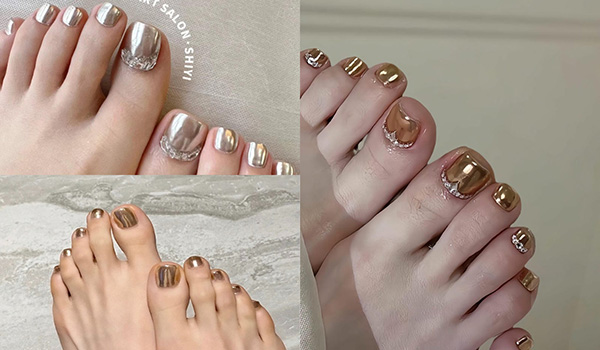Mẫu nail đính đá móng chân