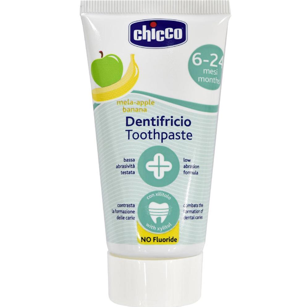 Kem đánh răng Chicco hương chuối, táo 50ml (Trên 6 tháng)