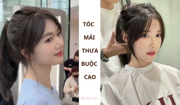 Tóc mái thưa nữ buộc cao 