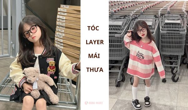 Tóc layer mái thưa cho bé gái