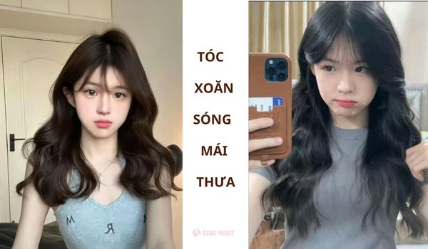 Tóc xoăn sóng có mái thưa đẹp